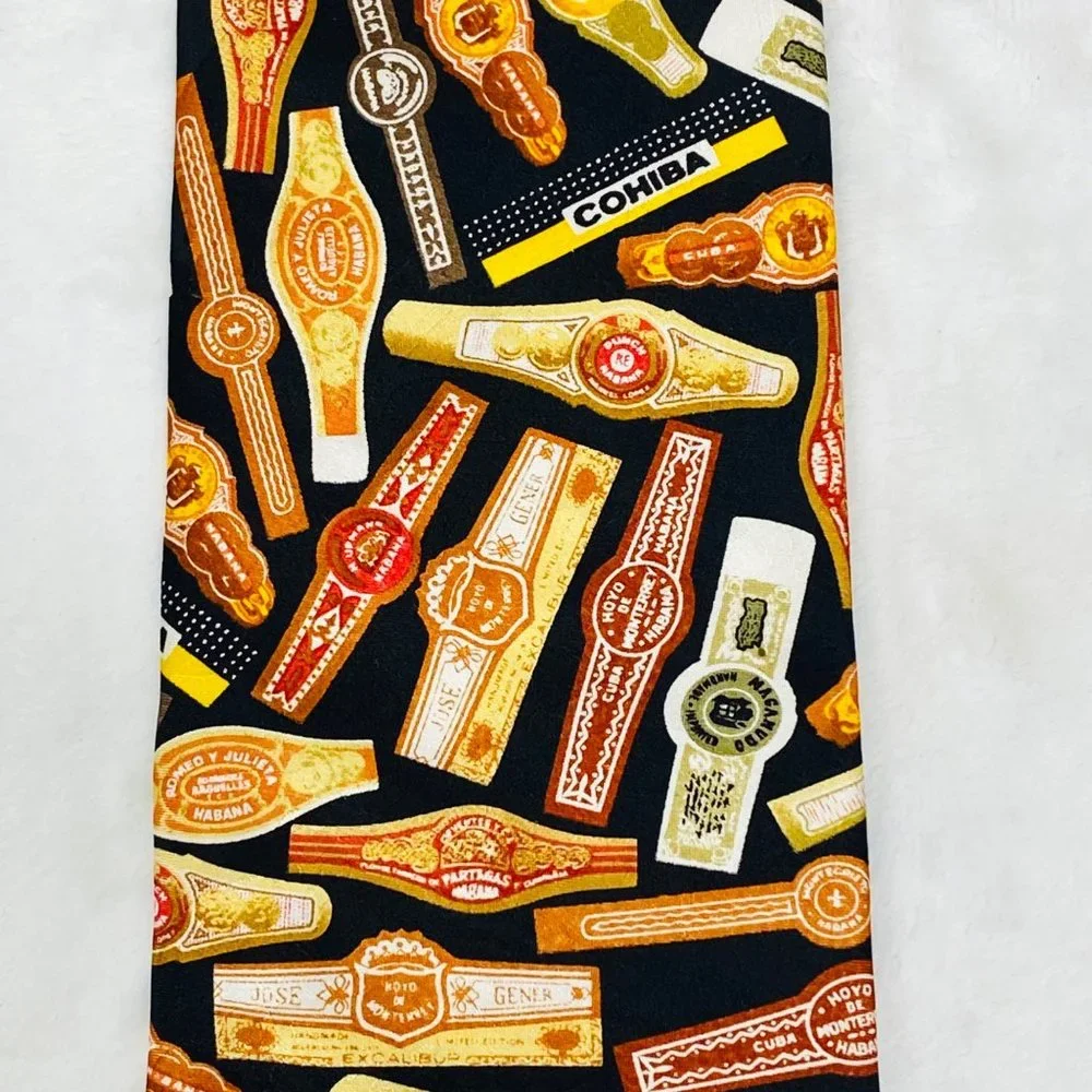 Vintage Ralph Marlin/RM Style Cigar Band Silk Necktie - NWT